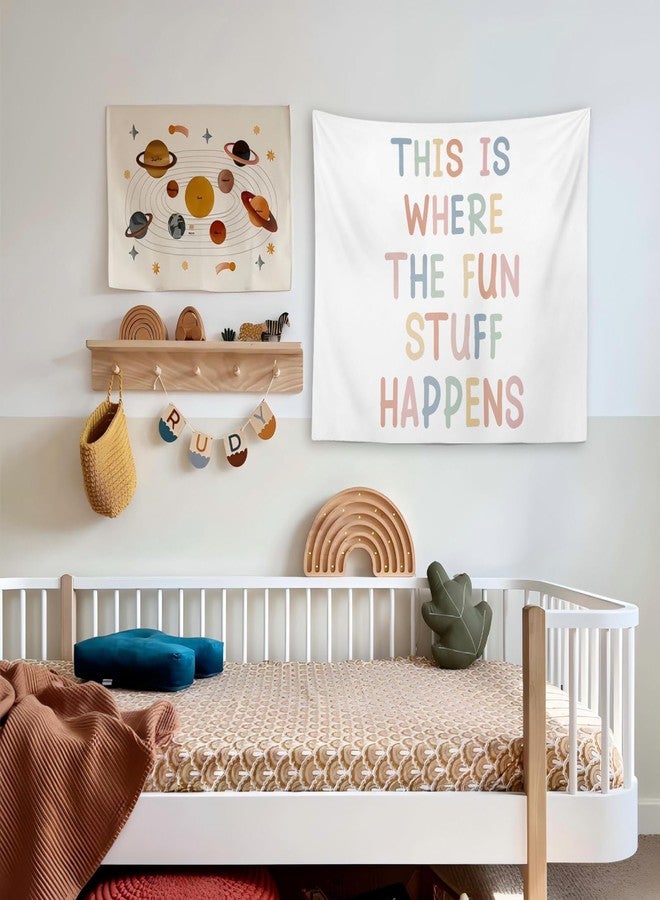 OXW Classroom Decor Kids Tapestry Wall Hanging, Playroom Wall Art Decor, Nursery Wall Decor for Kids, Classroom Decorations, This Is Where The Fun Stuff Happens, 50x60 inches - Image 3